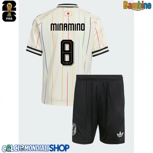 Maglie da calcio Giappone Takumi Minamino #8 Seconda Maglia Bambino Mondiali 2026  Manica Corta (+ Pantaloni corti)